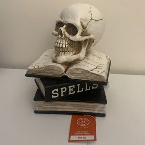 Halloween Skull with Spell Books LED Lighted Decor. Brand New.
